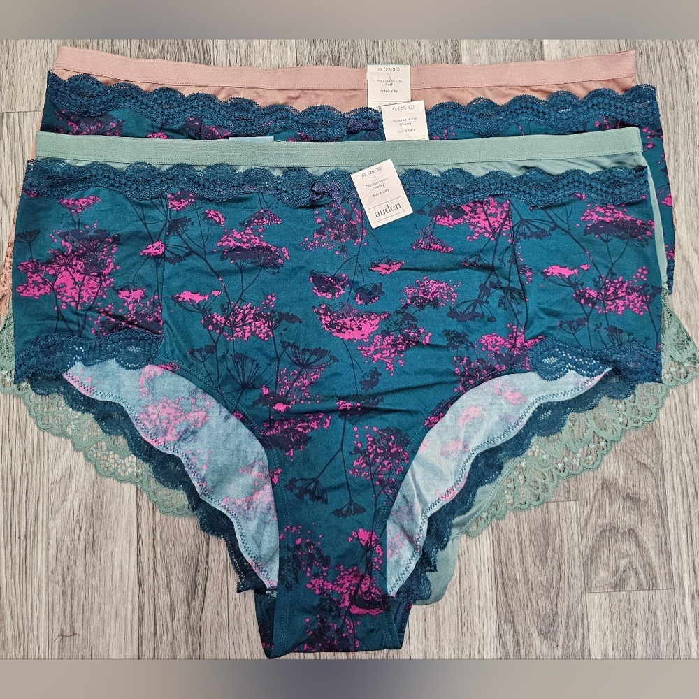NWT, Women's Auden Plus Size micro cheeky bundle 4-pack panties, 4X